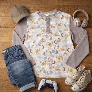 Play by Little Sleepies Bamboo Henley Top Desert Sunshine Print Size 10 NWOT